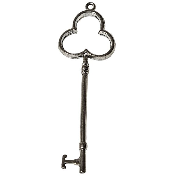 Vintage Silver Skeleton Key Pendant Charm Gothic Retro Fashion Jewelry Women - Picture 2 of 3